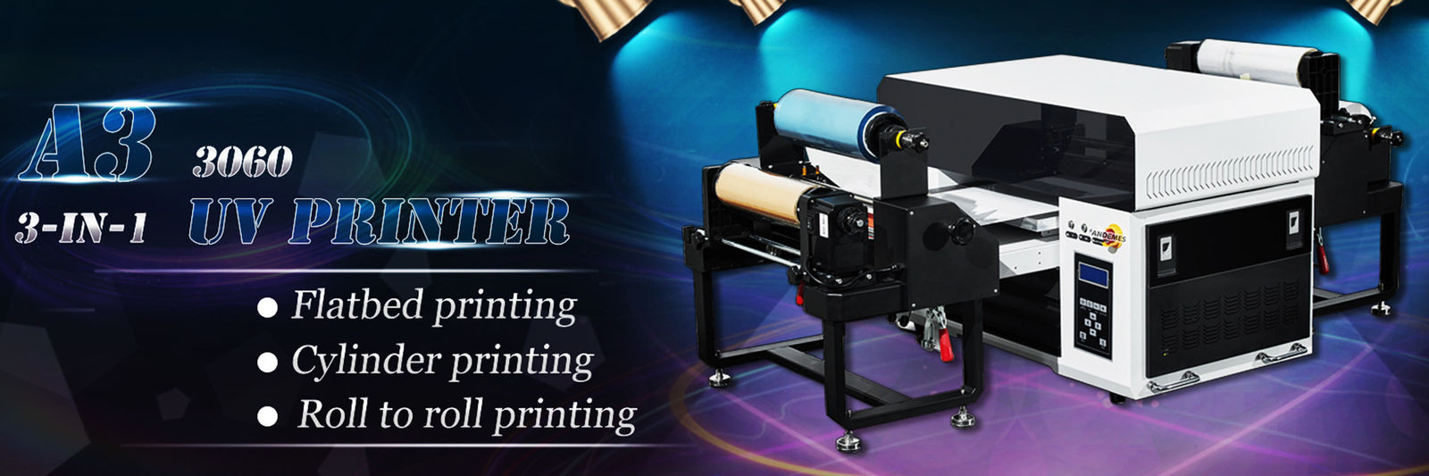 Tumbler Uv Varnish Printer 300mm 3060 Uv 3 In One Printer For A3 Roll To Roll Printing Phone Case
