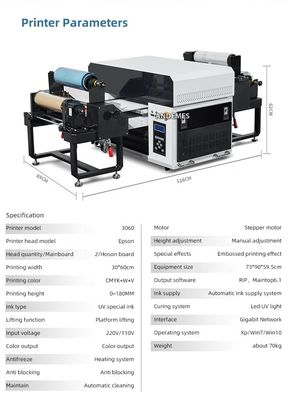Grijze 3060 UV-printer rol tot rol en platbedprinter Afmetingen A2 XP600 Printkop
