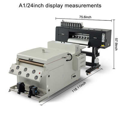 60 cm DTF-printers Inkjetprinters met dubbele I3200-koppen en poederschudmachines