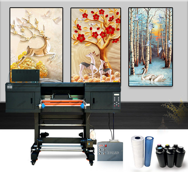 A1 60cm UV Dtf printer CMYK + witte lak inkt rol tot rol sticker printing